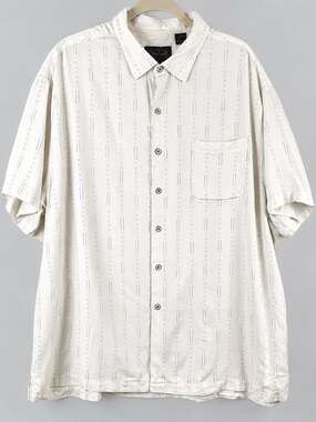 Nat Nast Silk Blend Shirt White Retro Atomic Button Up 2XL